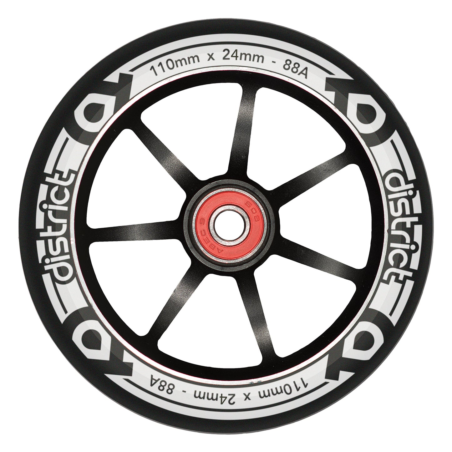 District 110mmx24mm Wheel - Black / White - Pair