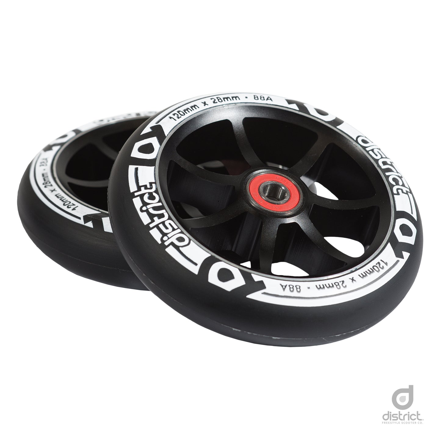 District 110mmx24mm Wheel - Black / White - Pair