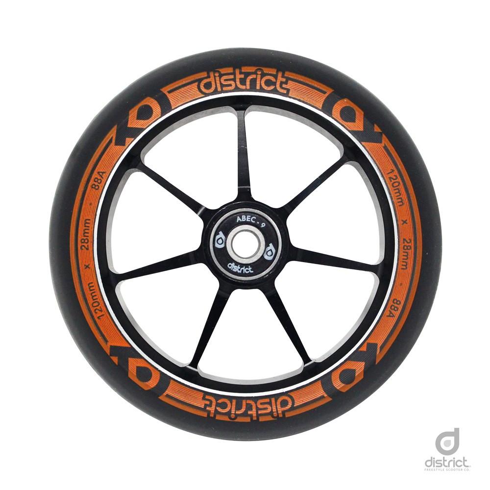 District Scooters 120mmx28mm Dual Width Core W120 Wheel - Black / Orange