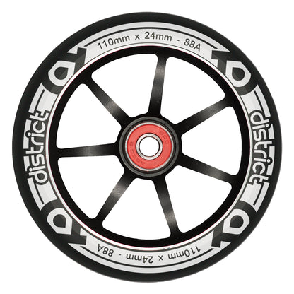 District 110mmx24mm Wheel - Black / White - Pair