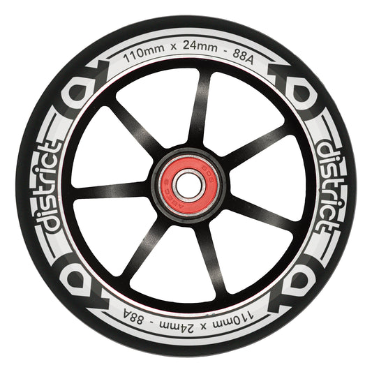 District 110mmx24mm Wheel - Black / White - Pair